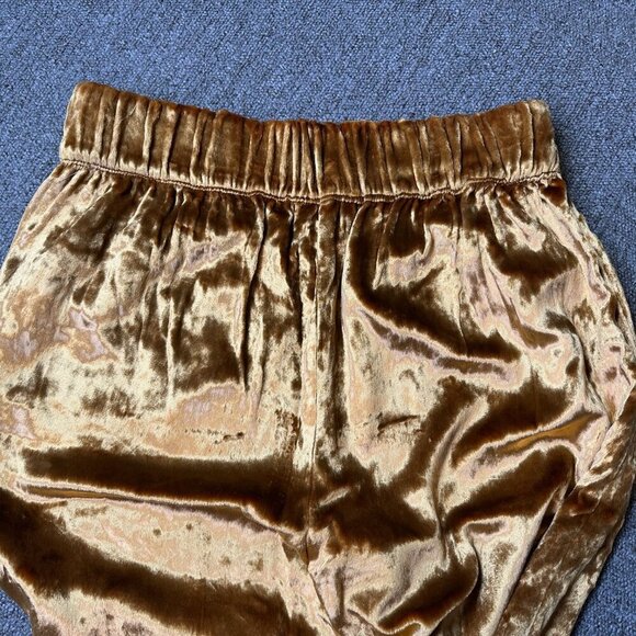 Maeve Anthropologie Crushed Velvet Gold Yellow Pants Wide Leg Size Small - Boho - Picture 7 of 7